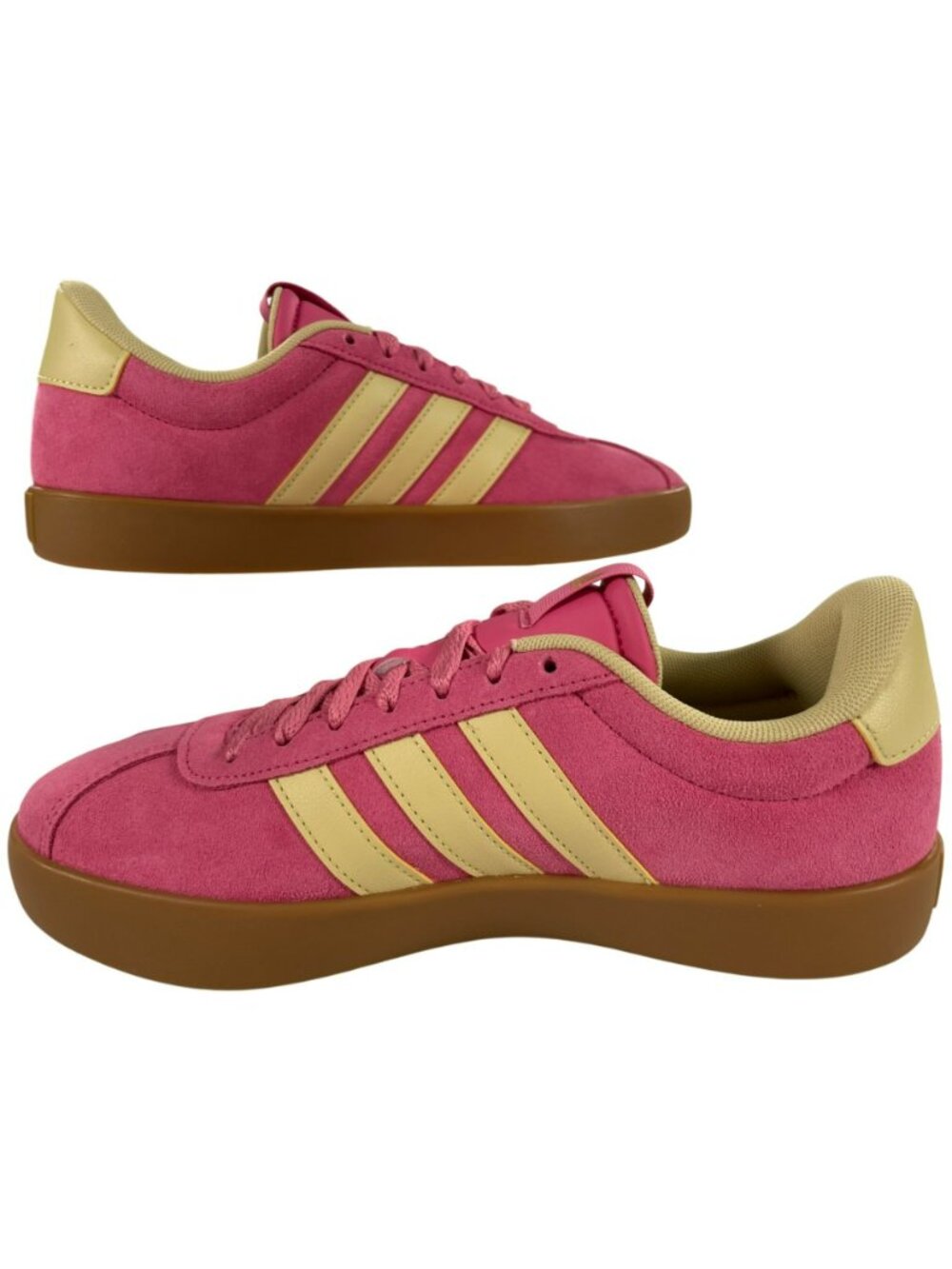 Adidas VL Court 3.0 Shoes Pink & Yellow Athletic Suede Sneakers Women's Sz 9 NEW - Picture 2 of 13